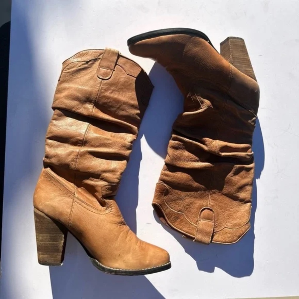 STEVE MADDEN Women's Gesar Cowboy Boot Tan Leather